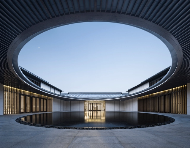 Weihai Hospital of Traditional Chinese Medicine / GLA - Hospital , Facade, Stairs, Arch