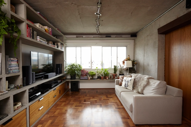 Apartamento Girassol / Sub Estúdio - Apartamentos, Cozinha, Viga, Fachada, Bancada, Mesa, Cadeira