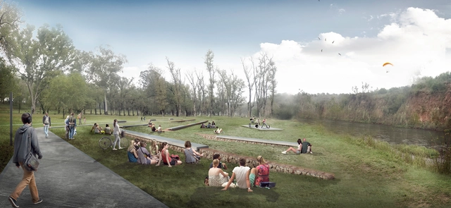 Primer Premio en el Concurso Parque Balneario y Renovación de Plaza San Martín de Río Tercero, Córdoba - Jardín
