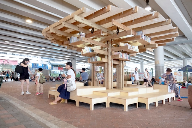 Book Tree Structure / School of Architecture, the Chinese University of Hong Kong - Interior Photography, Grocery Store, Beam, Bench, Chair
