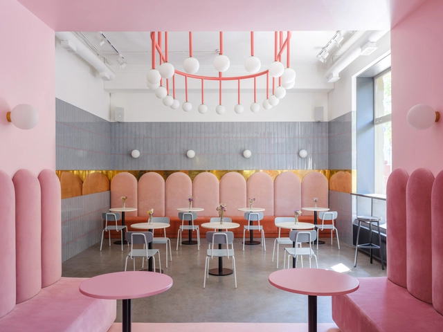 Breadway Bakery / Lera Brumina + Artem Trigubchak - Interior Photography, Coffee Shop Interiors, Table, Chair, Lighting