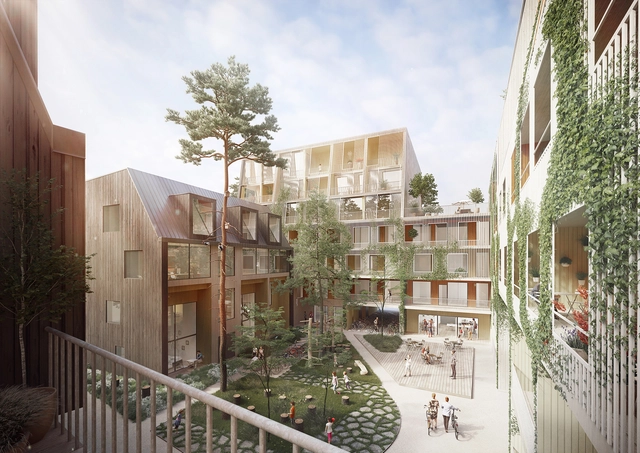 OOPEAA + Lundén Architecture Company projetam habitações em madeira para Helsinque - Imagem de Destaque