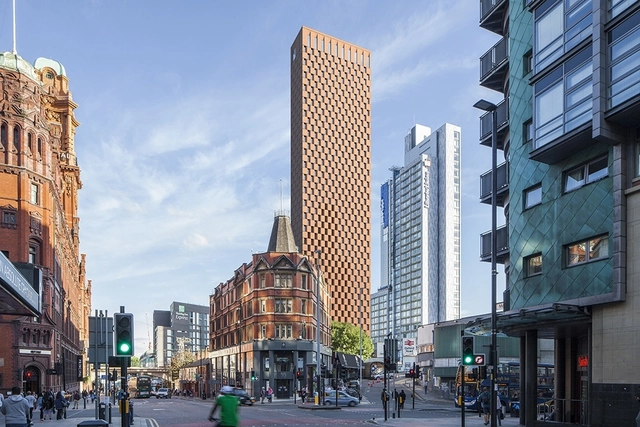 Glenn Howells Unveils 55-story Red Brick Tower in Manchester - Featured Image