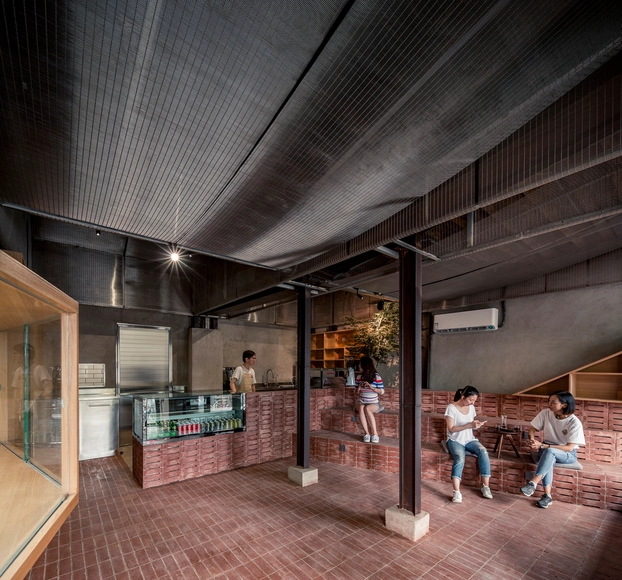 Café Parallel / TEMP - Renovation, Beam, Facade, Handrail, Chair