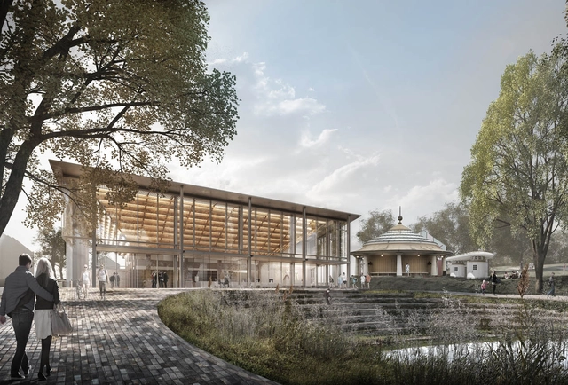 CUBO projeta pavilhão que conecta centro histórico ao jardim botânico de Aarhus  - Imagem de Destaque