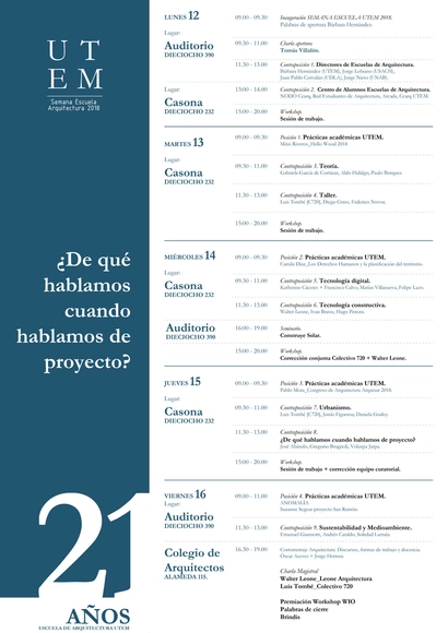 Colectivo 720 y Walter Leone encabezan actividades de la Semana Escuela Arquitectura UTEM 2018 en Chile - Imagen Principal