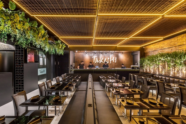 TAKESHI Temakeria & Sushi Bar / Studio Bloco Arquitetura - Bar, Viga, Mesa, Cadeira