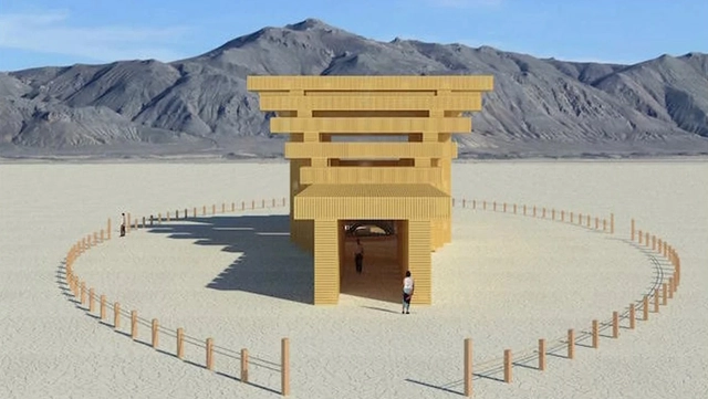 2019年火人节公布"神殿"装置，以日本富士山神社鸟居为原型 - 主图
