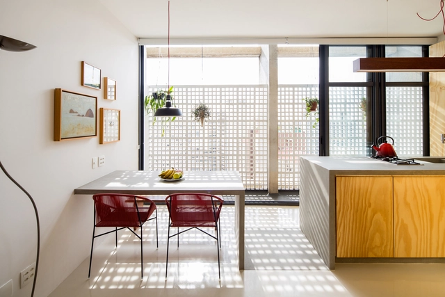 Kitnet Copan / Garoa - Edifício De Apartamentos, Cozinha, Mesa, Bancada, Cadeira, Iluminação