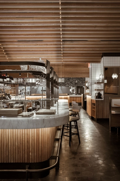Boqueria West 40th St. / Studio Razavi architecture - Restaurant, Kitchen, Beam, Chair