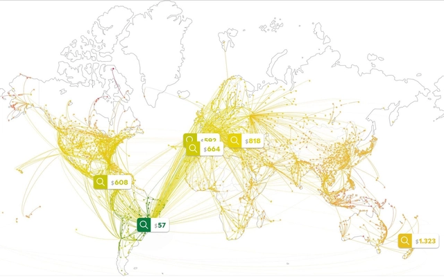 Este mapa interactivo del MIT revela los vuelos más económicos desde tu ciudad - Imagen Principal