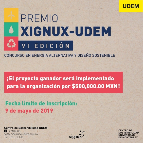 Premio Xignux-UDEM: Concurso en energía alternativa y diseño sostenible 💡 💧 ♻  - Imagen Principal