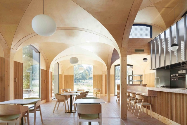 Wildernesse Restaurant / Morris+Company - Interior Photography, Restaurant, Door, Beam, Arch, Table, Chair