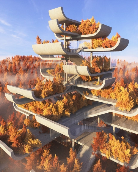 Amey Kandalgaonkar imagina las tradicionales pagodas chinas en el movimiento moderno - Imagen Principal
