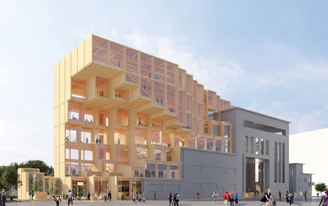 Jakob + MacFarlane projeta pavilhão retrátil de madeira em Paris - Imagem de Destaque