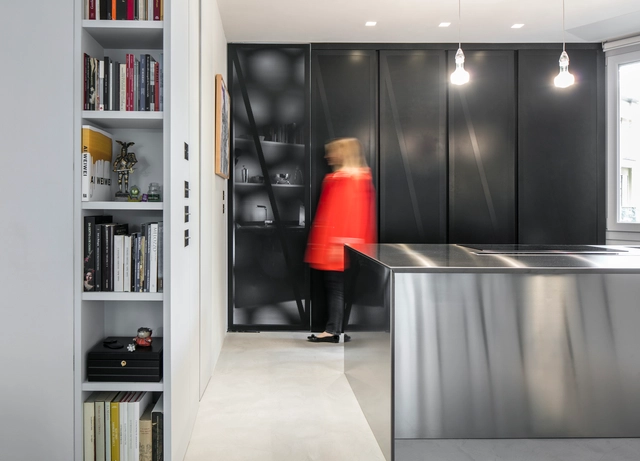 Hemingway Martini Apartment / Ciclostile Architettura + Edoardo Morelli - Apartment Interiors, Kitchen, Countertop, Chair