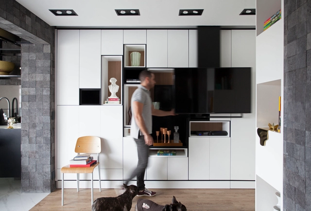 Apartamento Brooklin Paulista / Ricardo Abreu Arquitetos - Edifício De Apartamentos, Cozinha, Iluminação, Cadeira