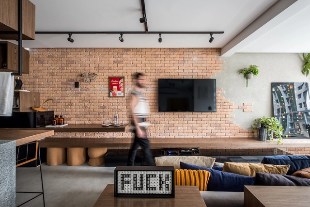 Apartamento PK / ZALC Arquitetura - Edifício De Apartamentos, Cozinha, Viga, Fachada, Iluminação, Mesa, Bancada