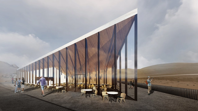 Cantilevered Visitor Center by Fabric.a Overlooks Botan Valley - Featured Image