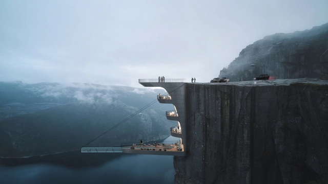 Hayri Atak projeta hotel em um penhasco na Noruega - Imagem de Destaque
