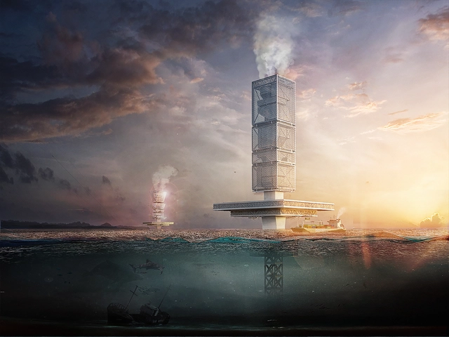 Honglin Li Designs Waste-to-Energy Skyscraper in Great Pacific Garbage Patch - Featured Image