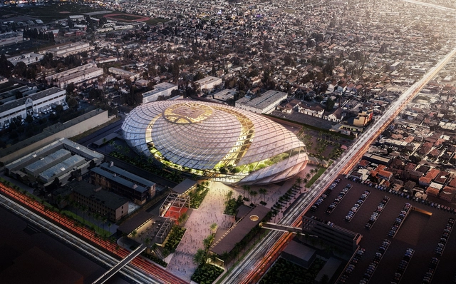 AECOM projeta novo estádio do Los Angeles Clippers inspirado em uma rede de basquete - Imagem de Destaque