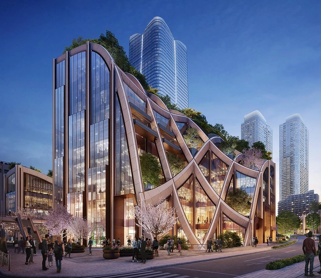 Heatherwick 首个东京项目，曲线‘凉棚’与藤本壮介、佩里建筑共建城市绿色公共空间 - 主图