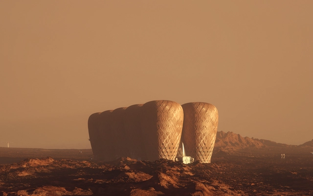 Arquitectos imagen una aldea de bambú en Marte - Imagen Principal