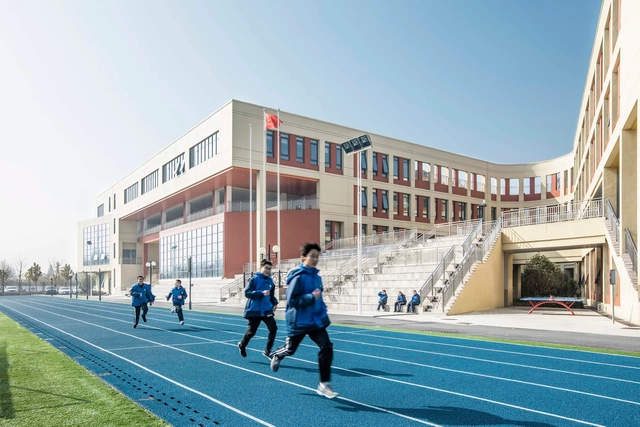 Yangzhong Foreign Language School Branch Campus / Perform Design Studio - Exterior Photography, Elementary & Middle School, Facade, Stairs