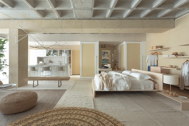 Loft Pra Perto do Mar / Juliana Pippi Arquitetura - Design De Interiores, Dormitório, Viga, Mesa