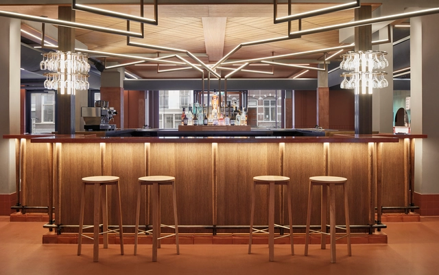 Foodhallen Den Haag / Studio Modijefsky - Interior Photography, Bar, Kitchen, Beam, Chair