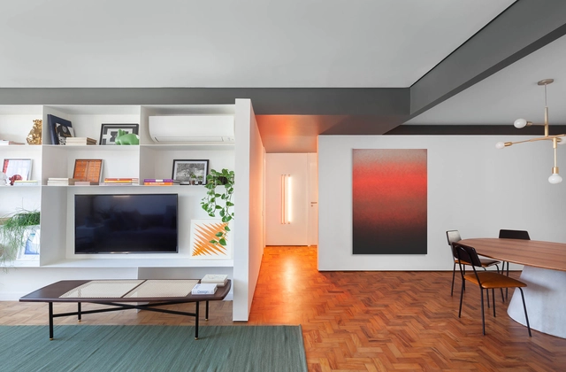 Apartamento GA  / StudioLIM - Edifício De Apartamentos, Cozinha, Mesa, Iluminação, Cadeira, Banco