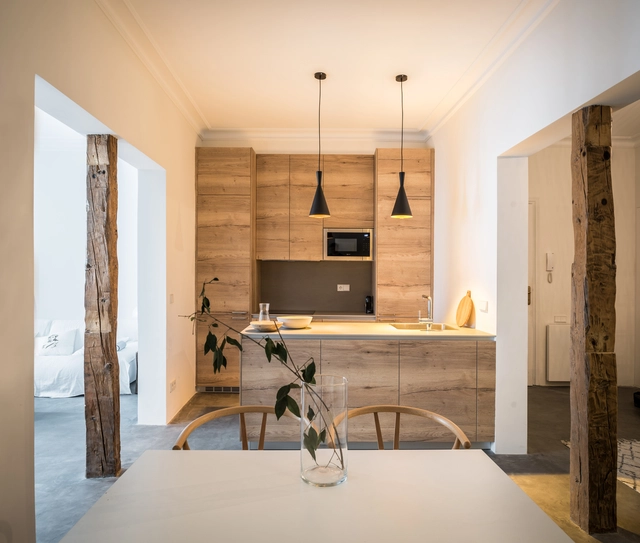 Apartamento en calle San Roque / Carlos Manzano Arquitectos - Apartamentos, Cocina, Fijación Vigas, Encimera, Mesas, Tarjas