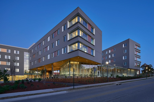 阿多希学院宿舍楼 / Leers Weinzapfel Associates + Modus Studio + Mackey Mitchell Architects + OLIN - 建筑图, 学生大厅, 表皮