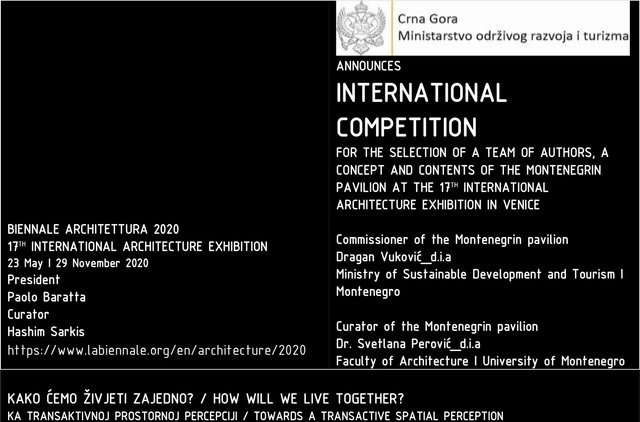 International Competition for the Selection of a Team of Authors, a Concept and Contents of the Montenegrin Pavilion at the 17th International Architecture Exhibition in Venice - Featured Image