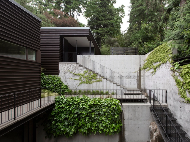Casa con patio en un sitio inclinado / Robert Hutchison Architecture + Tom Maul Architecture & Design - Fotografía exterior, Casas, Escaleras