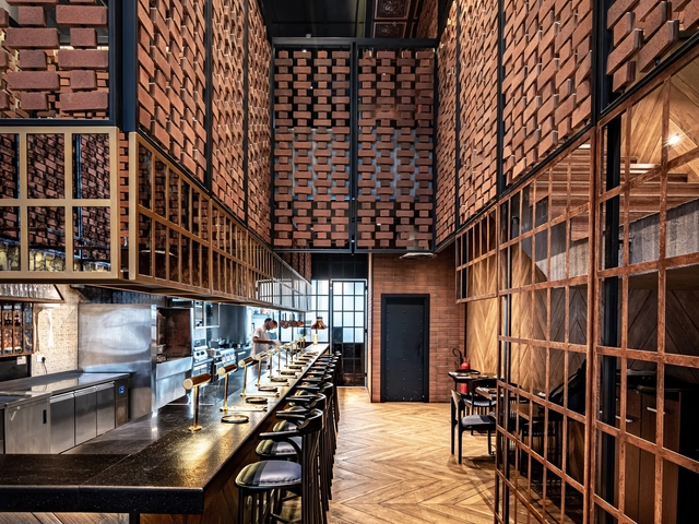 Restaurante Fogón / Hitzig Militello Arquitectos - Fotografía exterior, Restaurant, Fijación Vigas, Mesas, Sillas