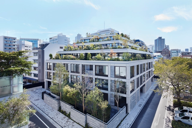 北青山混凝土退台公寓，以日本版画为灵感 / Conran and Partners - 建筑图, 公寓