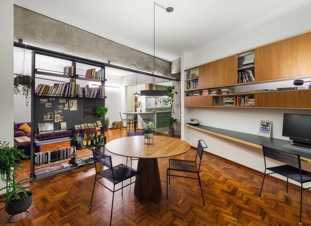 Apartamento Curvas / Estúdio Lava - Edifício De Apartamentos, Cozinha, Mesa, Iluminação, Cadeira, Bancada