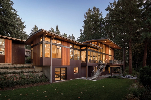 Wave House / Olson Kundig - Exterior Photography, Houses, Garden, Stairs, Door, Facade, Handrail, Forest