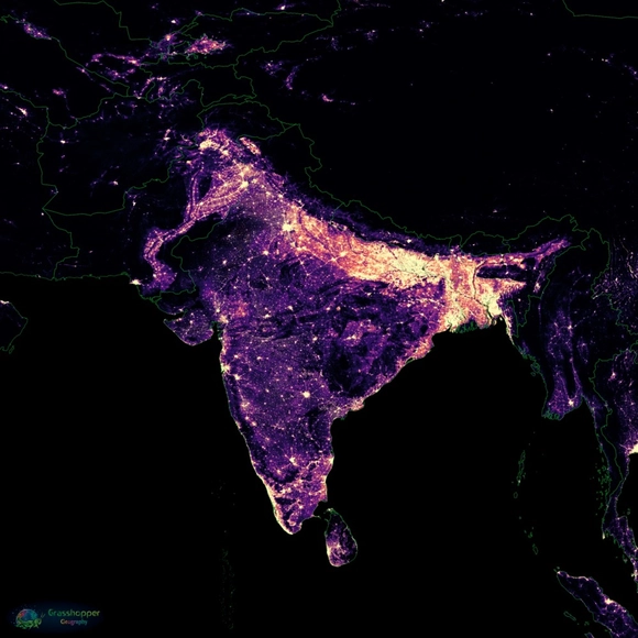 群星闪耀：世界人口分布地图 - 主图