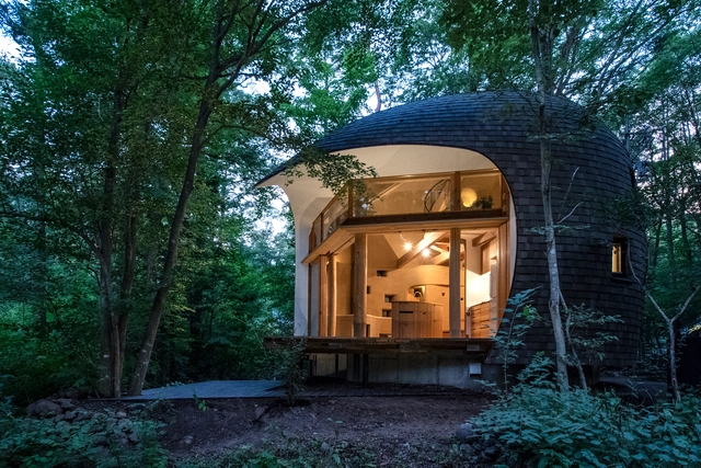 森林中的壳型土屋 / Tono Mirai Architects - 建筑图, 独立住宅, 花园, 拱, 门