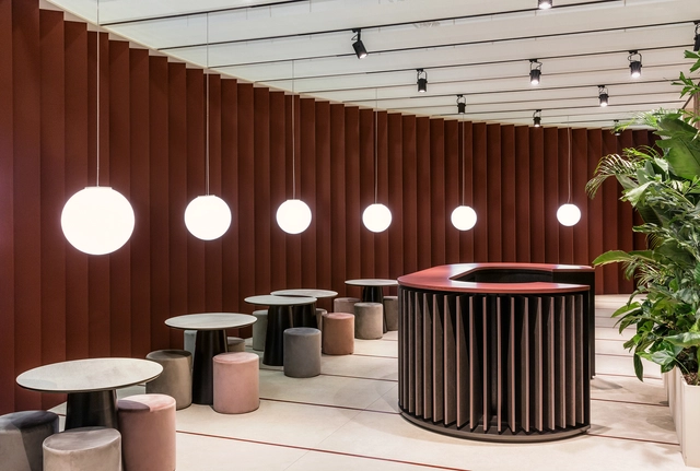 Bespoke Romance Showroom / pc-|< Paolo Cesaretti arch - Interior Photography, Showroom, Table, Lighting