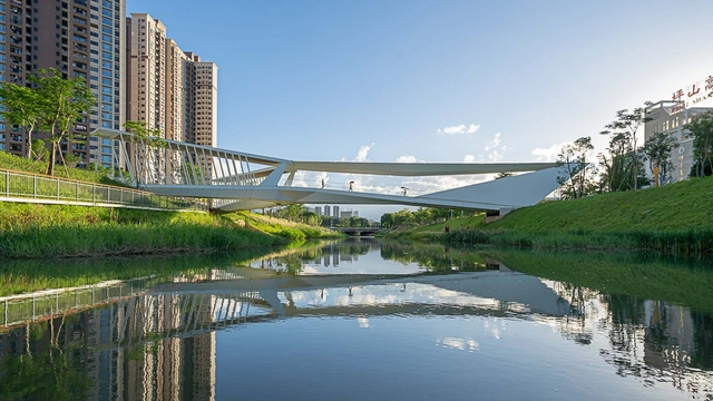 深圳坪山高级中学跨河人行桥 / 南沙原创 - 建筑图, 人行桥