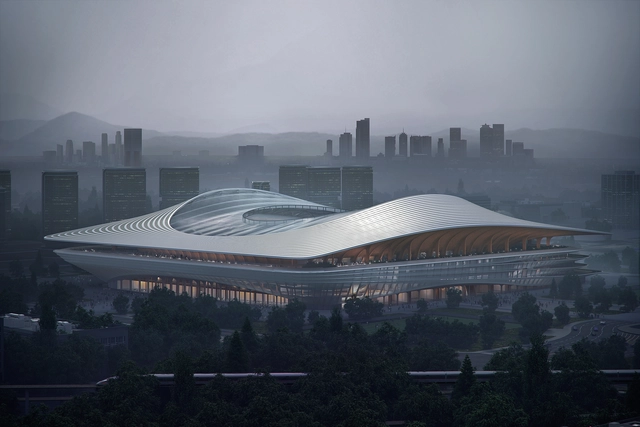 Zaha Hadid Architects divulga imagens de seu novo estádio de futebol em Xi’an - Imagem de Destaque