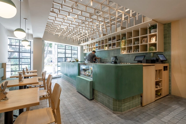 Restaurante Básico / MS Estudio - Fotografía interior, Restaurant, Cocina, Fijación Vigas, Fachada, Mesas, Sillas, Encimera