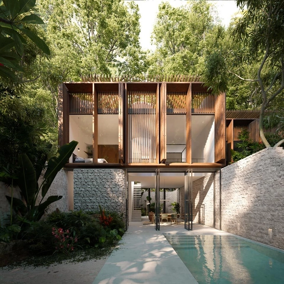 Residencias K’in en Tulum / Holland Harvey Architects - Fotografía exterior, Hoteles, Patio interior, Fachada
