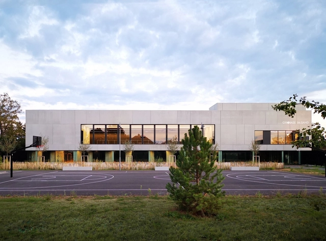 “Im Sand” Gymnasium / rhb architectes - Exterior Photography, Gymnasium, Facade