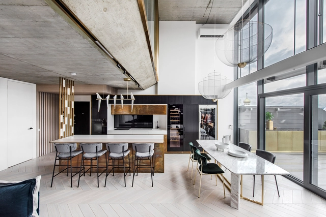 Eyes Wide Open Apartment / PRUSTA LTD - Interior Photography, Apartment Interiors, Kitchen, Facade, Table, Chair, Countertop