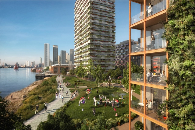 U+I Reveals New Images of OMA-Designed Morden Wharf, a Mixed-Use Neighborhood on Greenwich, London - Featured Image